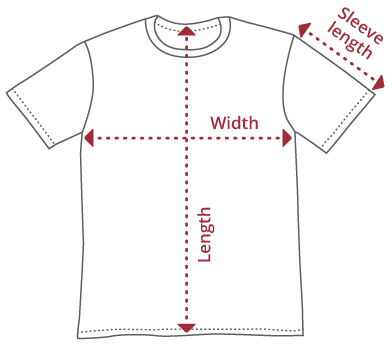 T-shirt measurements diagram - Flying Dodo Clothing