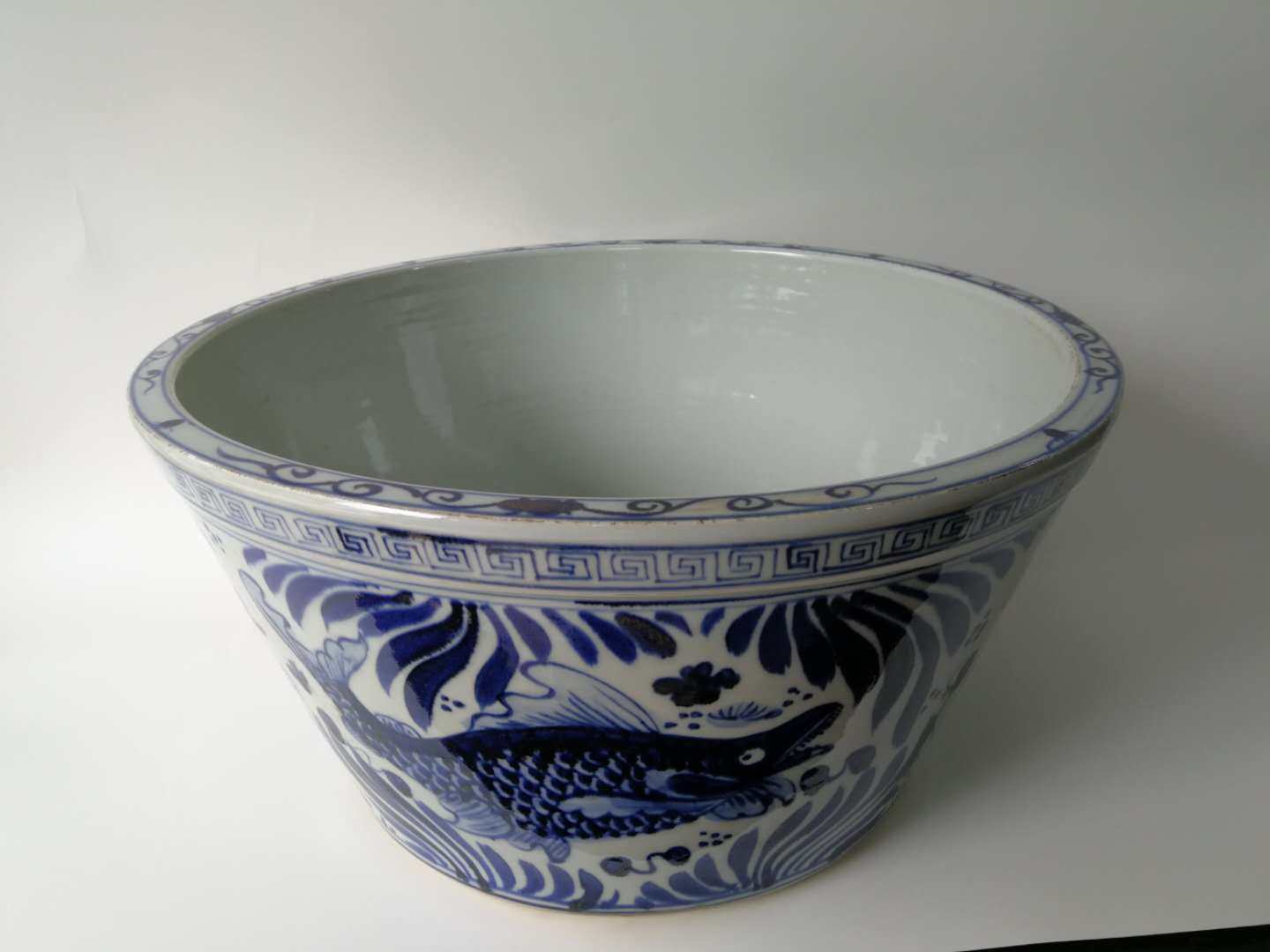 Large Blue and White Oriental Fish Bowl Planter – Dyag East