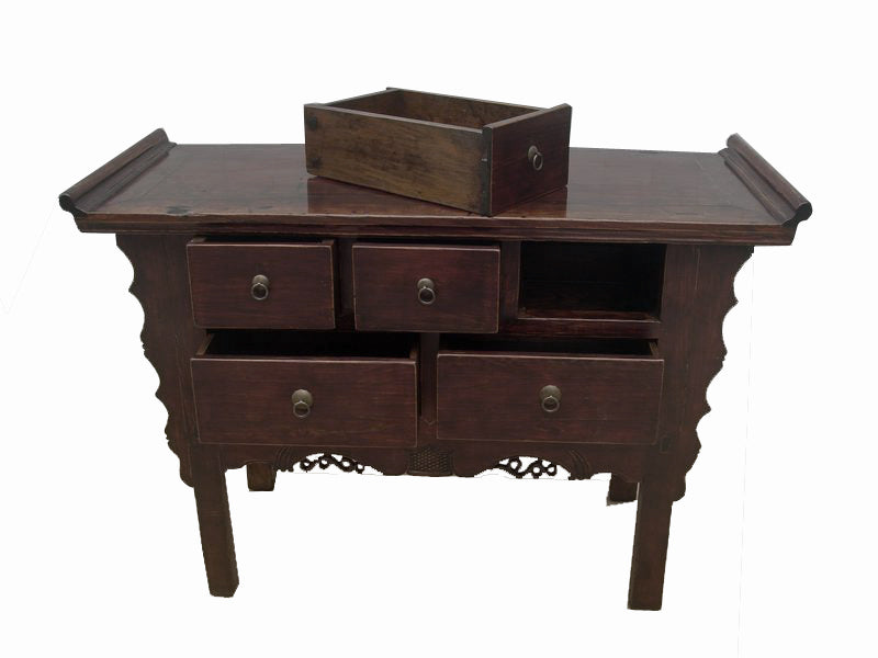 Reddish Brown Five Drawers Console Table Dyag East