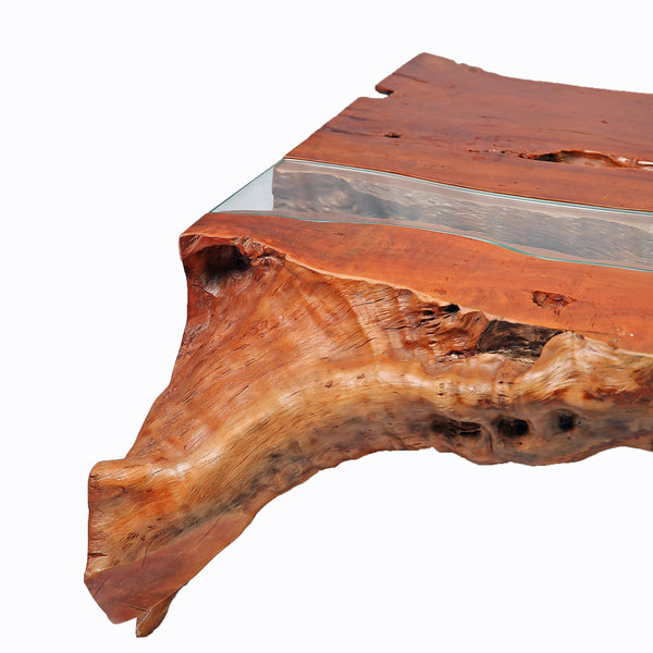 cypress slab coffee table