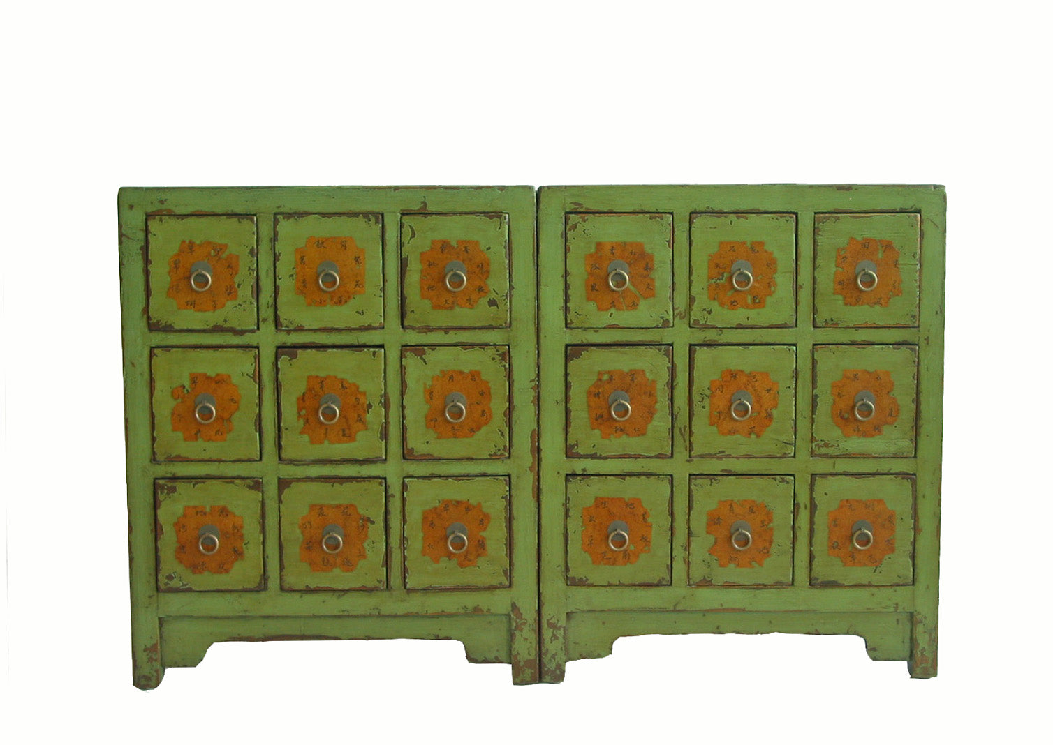 Antique Chinese Apple Green Medicine Cabinet Dyag East