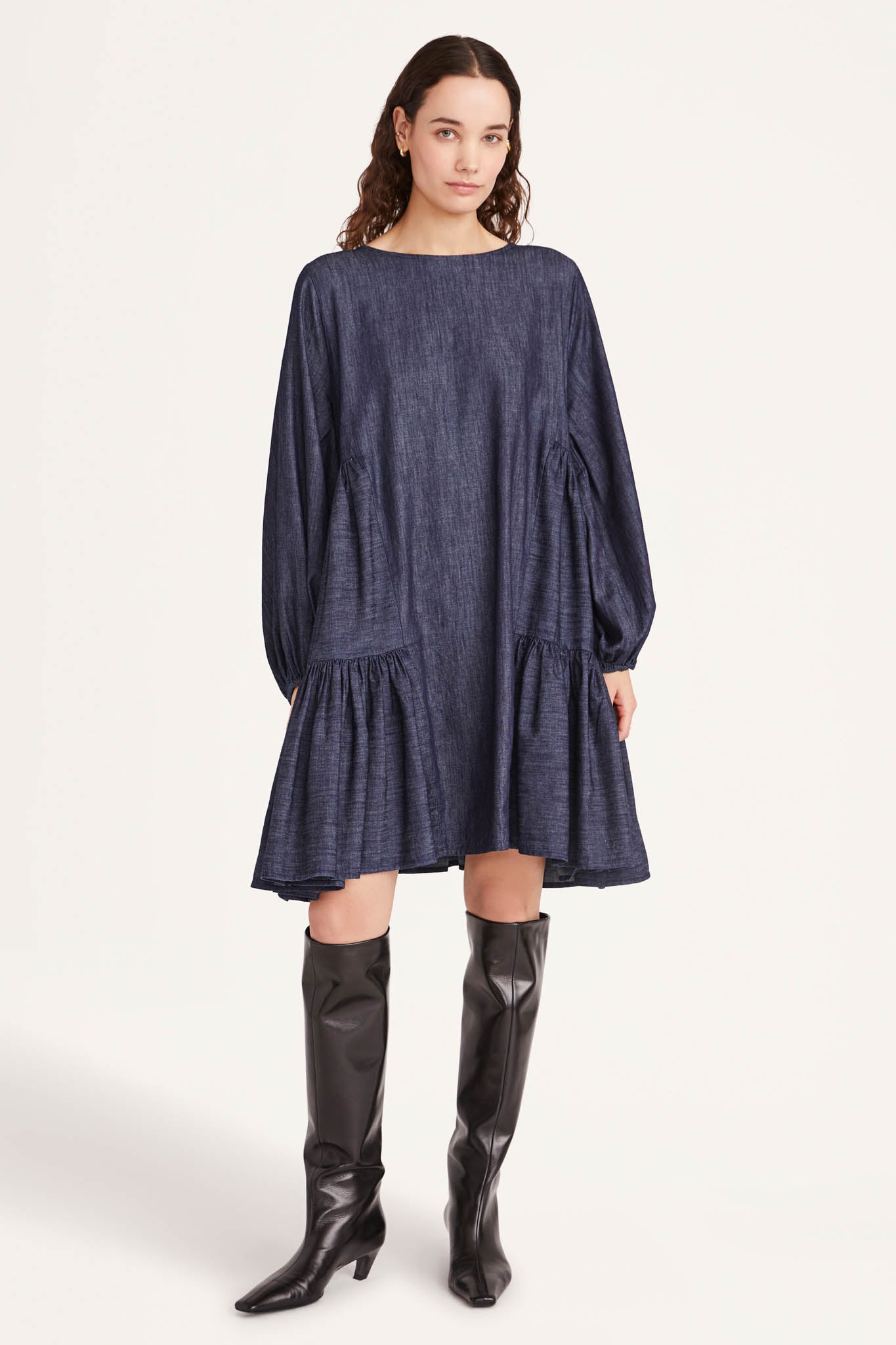 Byward Dress in Dark Denim - Merlette product image