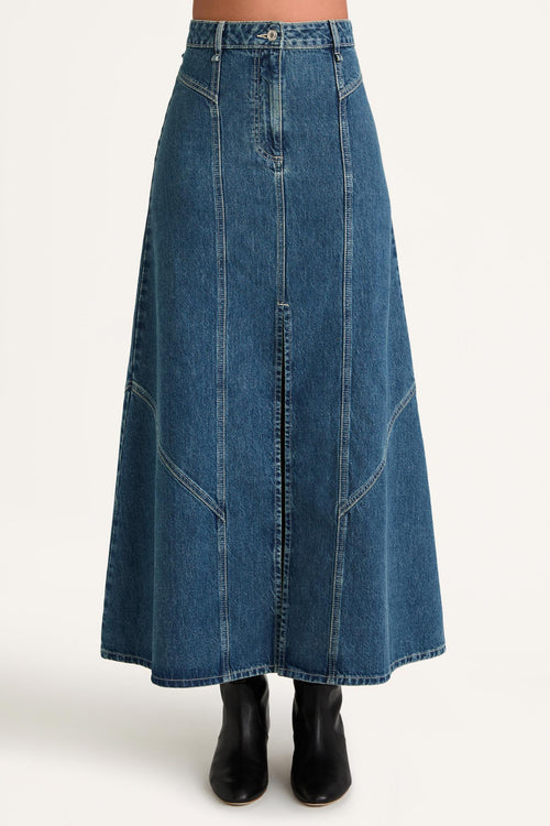 Melody Skirt in Mid-Blue Wash