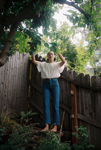 Mia Moretti in her garden