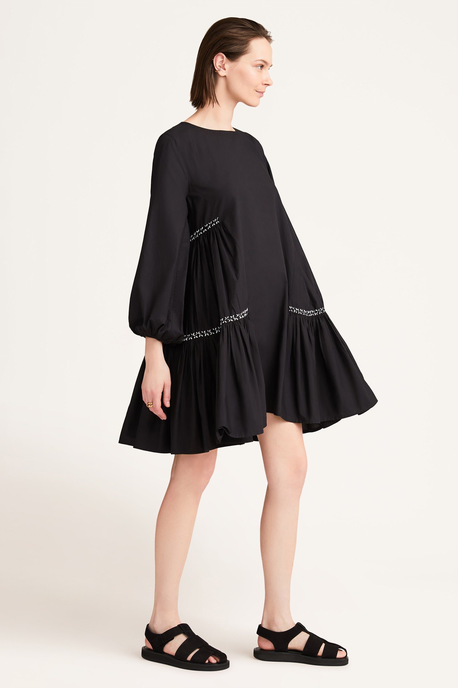 Byward Emb Dress in Black