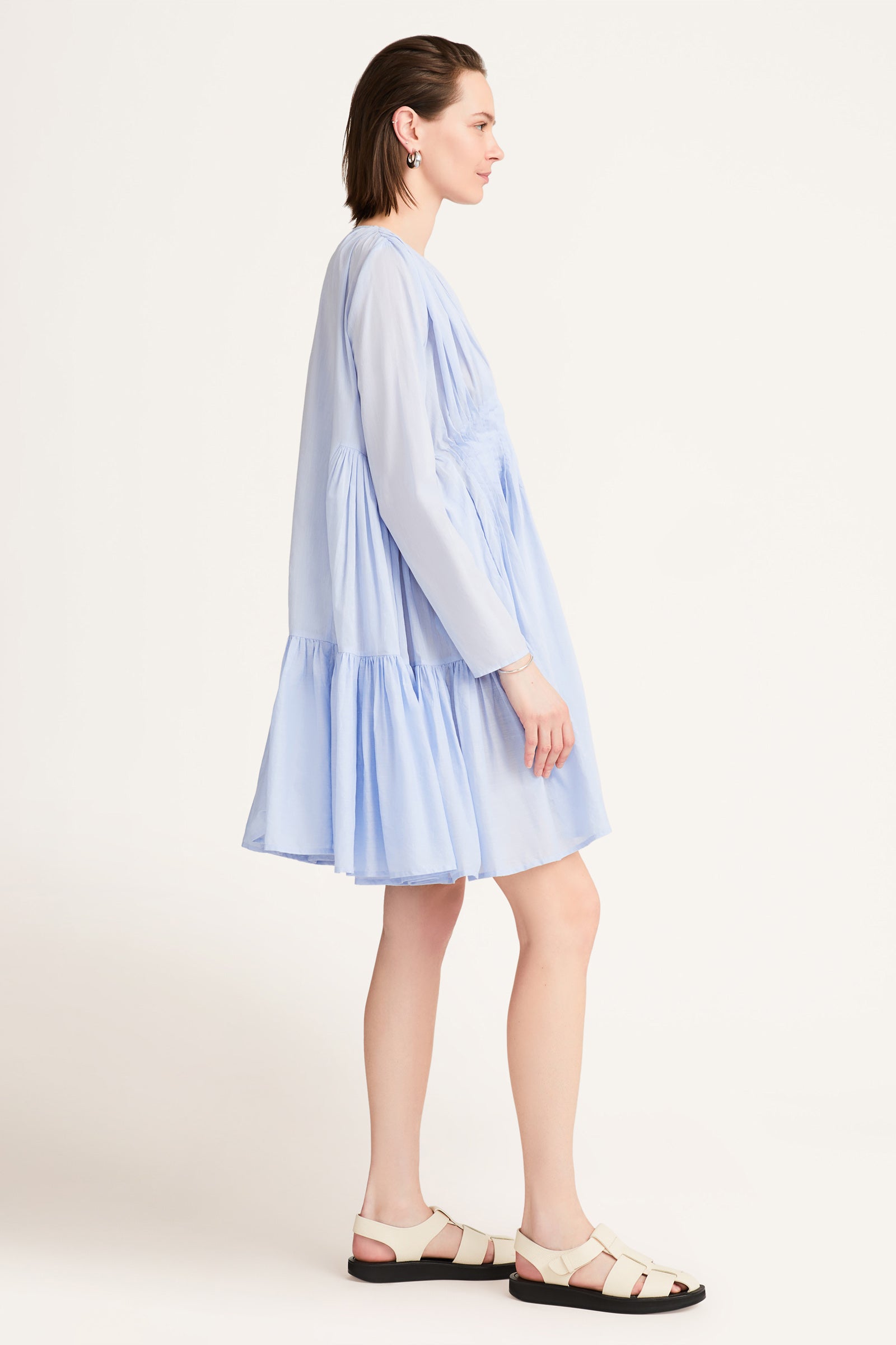 Martel Pleated Dress in Chambray