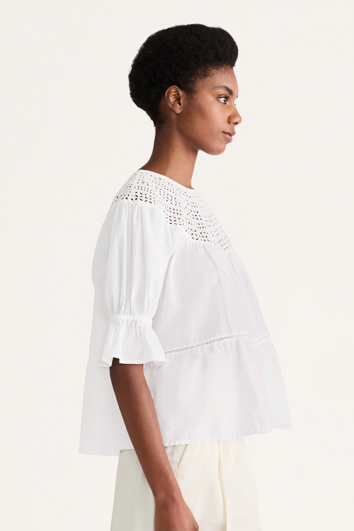 Merlette Sol Eyelet Top in White