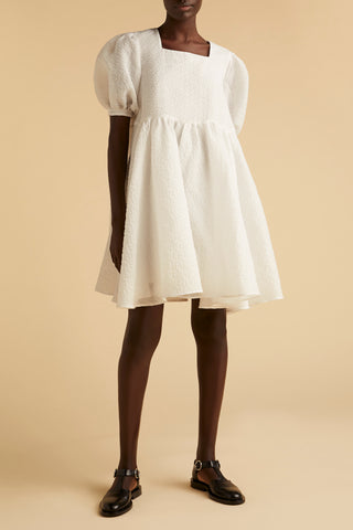 Merlette Eemnes Square-neck Cotton-blend Cloqué Dress In White