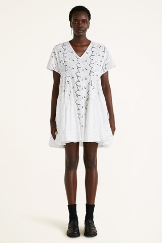 MERLETTE BALLOU EYELET DRESS IN WHITE