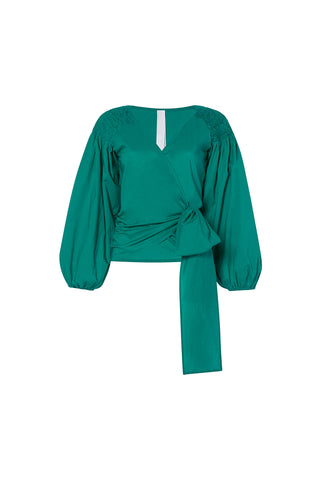 Merlette Sant Josep Wrap Blouse In Malachite