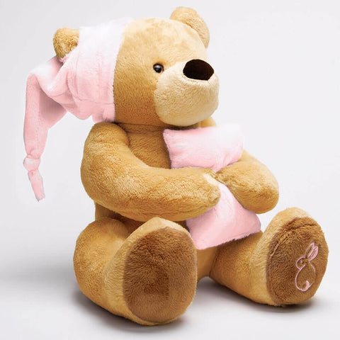 Baby comforter for girls, pink teddy bear, La Pelucherie