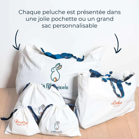 Personalized cuddly toy bag, Photo, La Pelucherie