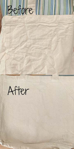 before and after tote bag ironing