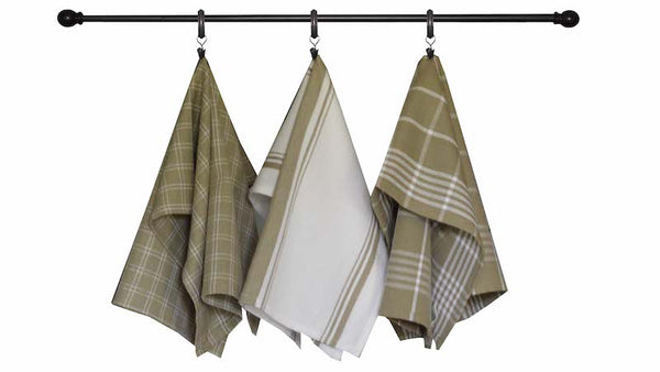 Tea Towel - Dunroven House Plaid Taupe, Pumpkin, Sage