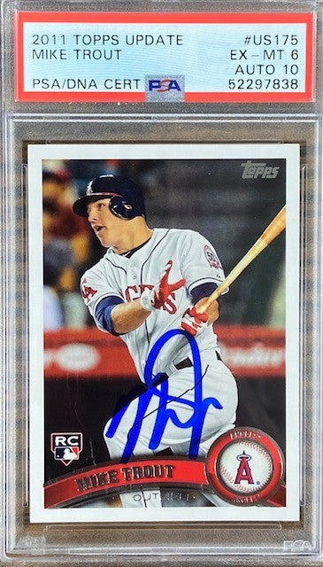 Mike Trout Autographed 2011 Topps Update Trading Card PSA EX-MT 6 AUTO 10