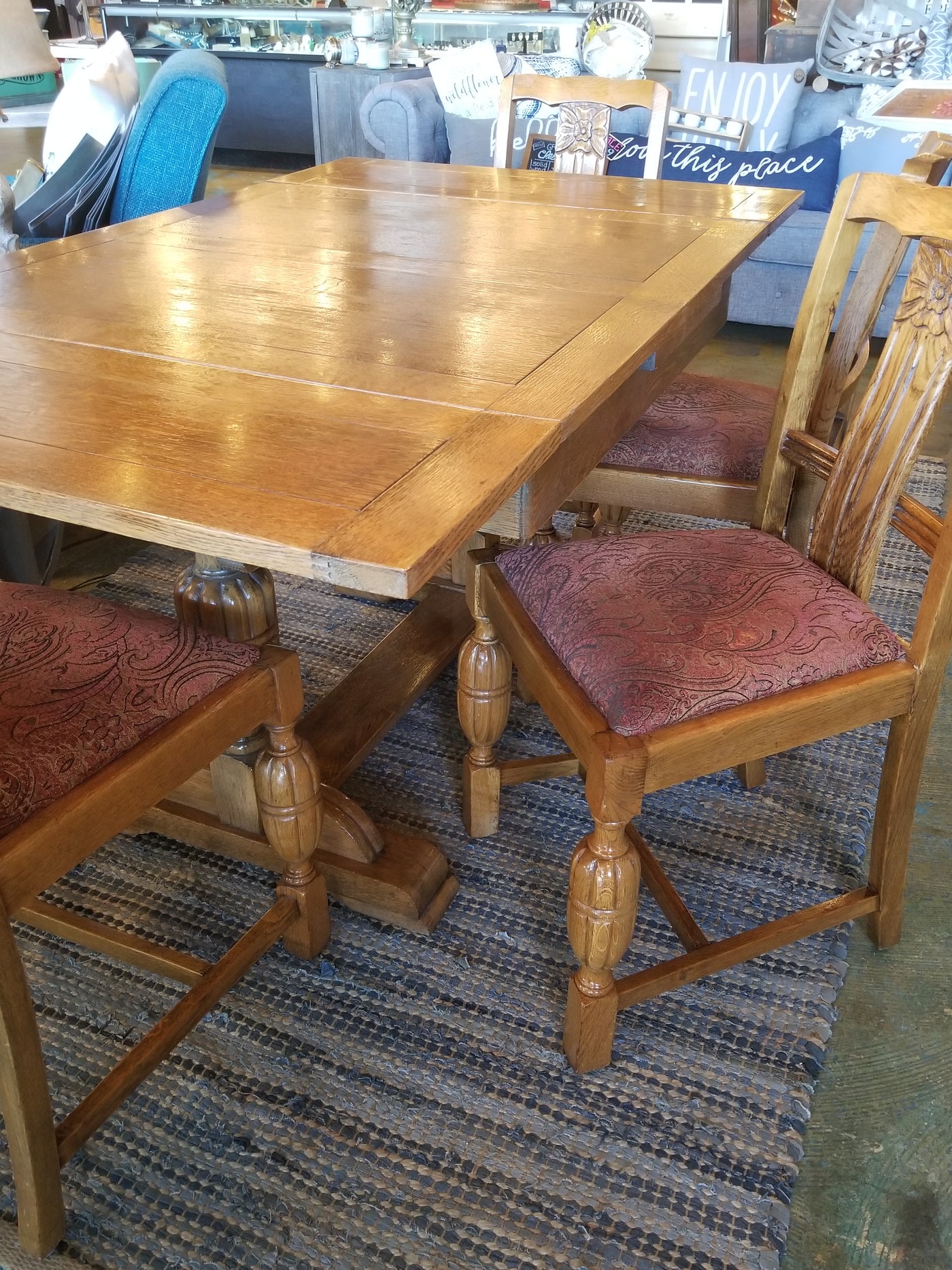 Antique Oak Dining Table And 4 Chairs Art Deco Vintage Arts Inc
