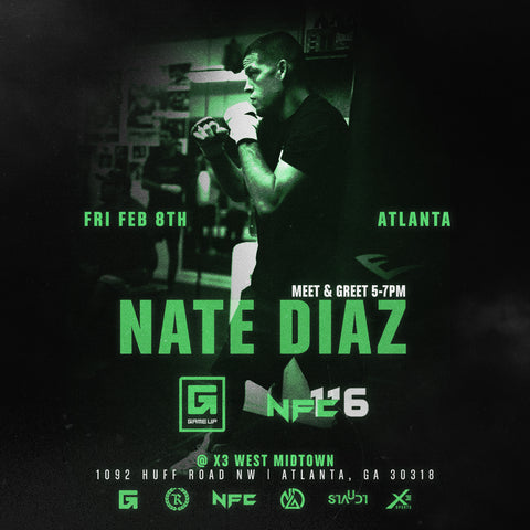 Represent Ltd. Nate Diaz Appearance Atlanta Georgia Game Up Nutrition NFC 116