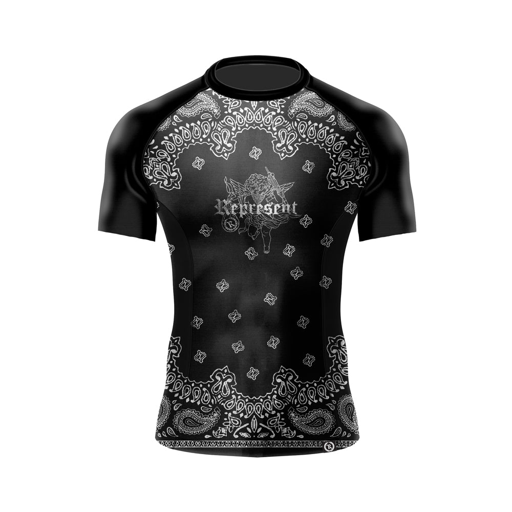 Black Bandana Paisley Rash Guard Short Sleeve [BLACK] LIMITED EDITION