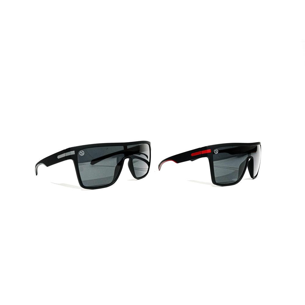 Monogram Men s Polarized Shield Sunglasses Oversized Flat Top Square [BLACK X GRAY] LIMITED EDITION