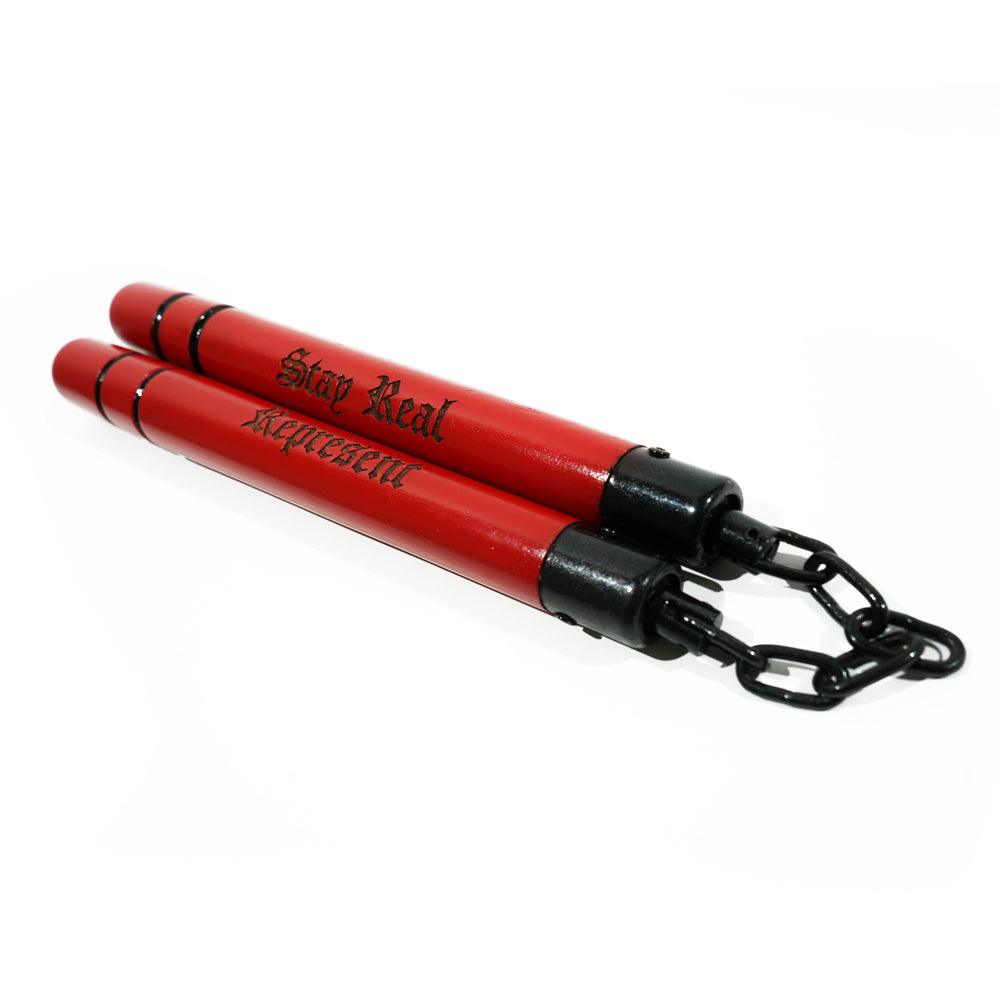 Stay Real X Represent Premium Nunchucks [FULLY SEASONED RED FURY WOOD] LIMITED EDITION