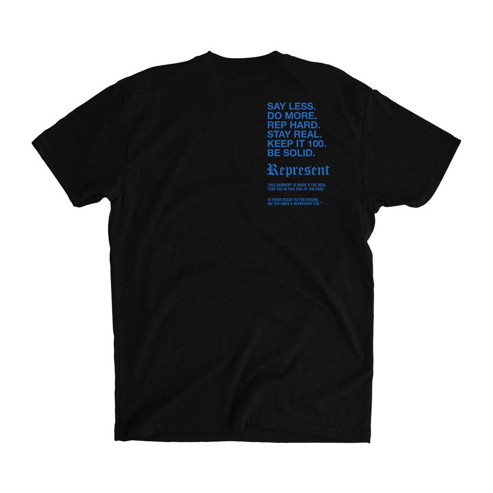 Say Less X Do More PVC Silicone Patch Signature Tee [BLACK X BLUE] LIMITED EDITION