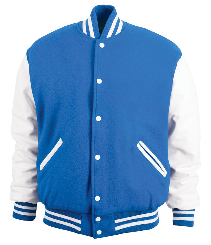 Royal Blue Grey Baseball Varsity Jacket - Maker of Jacket