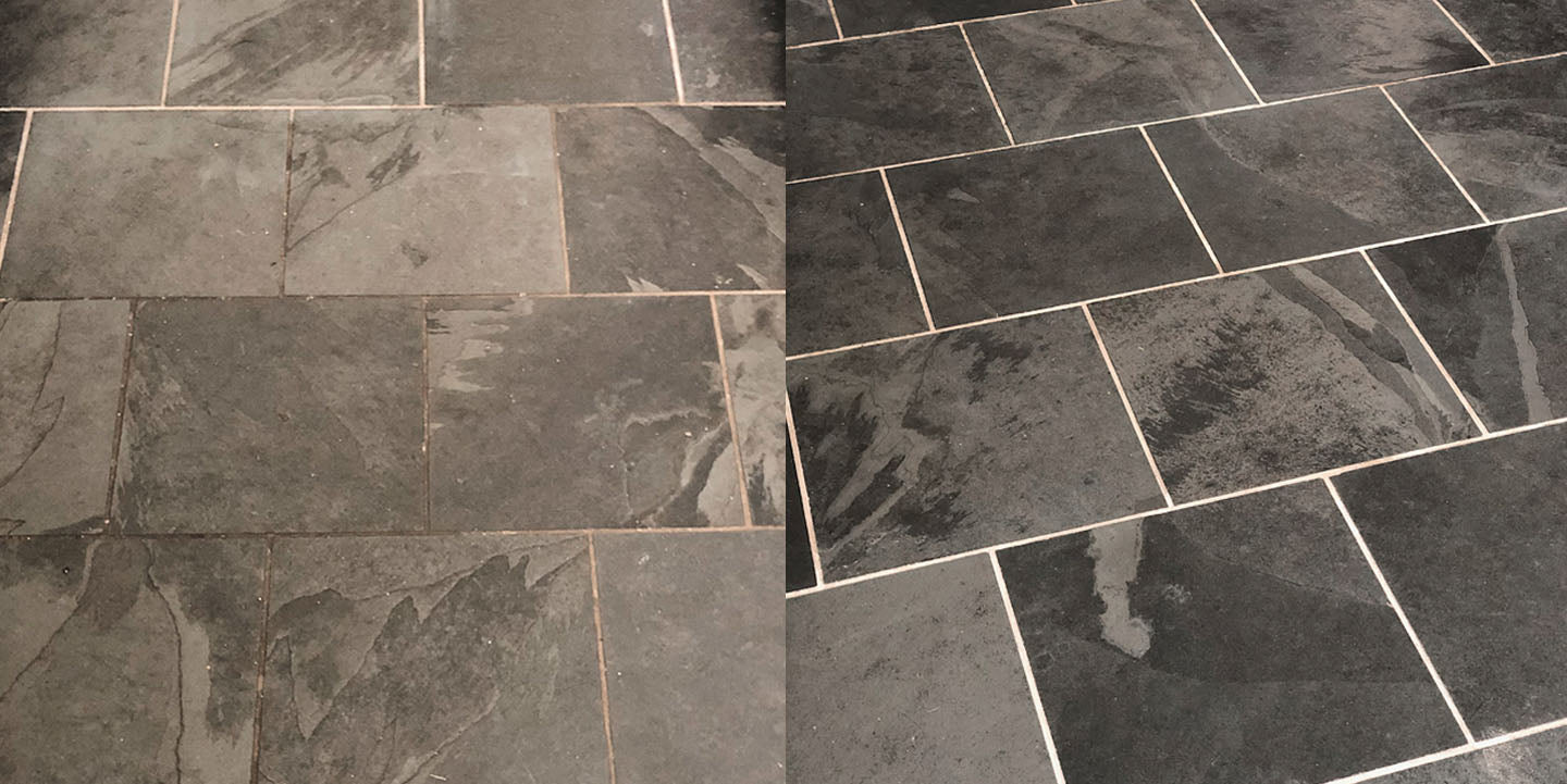 Before and After grout cleaning