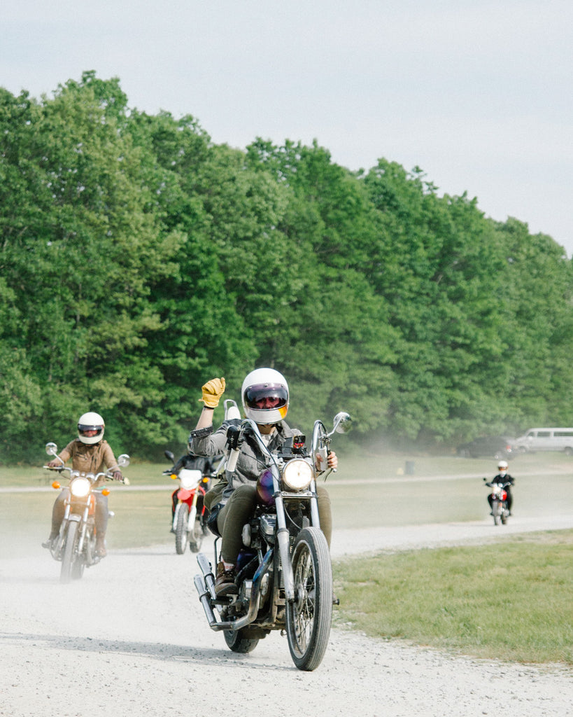 Girls riding into Babes Ride Out east coast on their motorcycles