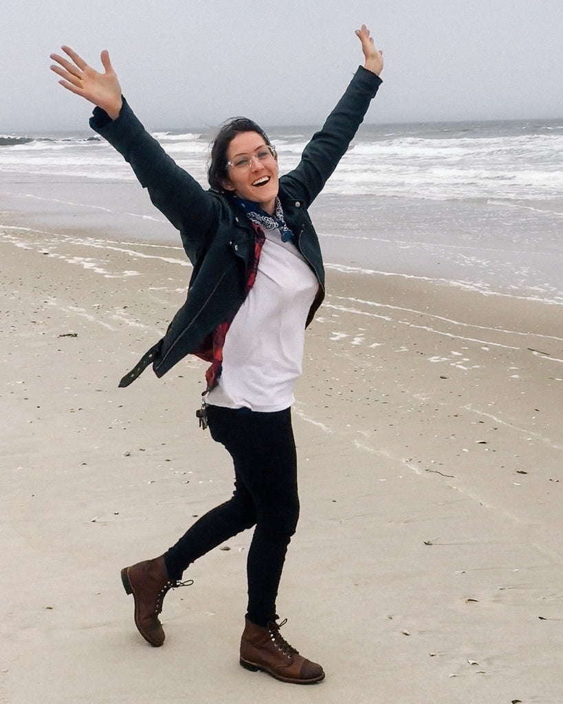 Katy touching the Atlantic Ocean in New York State