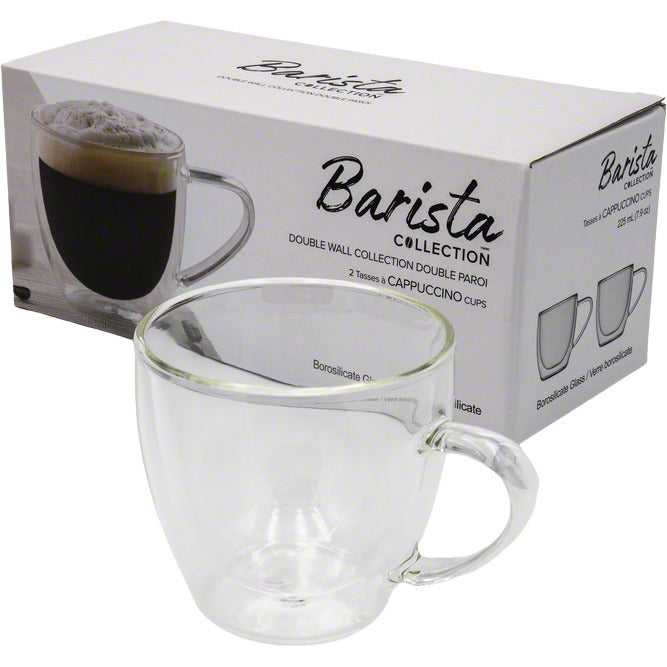 Safdie and Co. AM02087, 2 Piece Set, Clear Double Walled, Insulated  Cappiccino Cup, 225 Millilitre