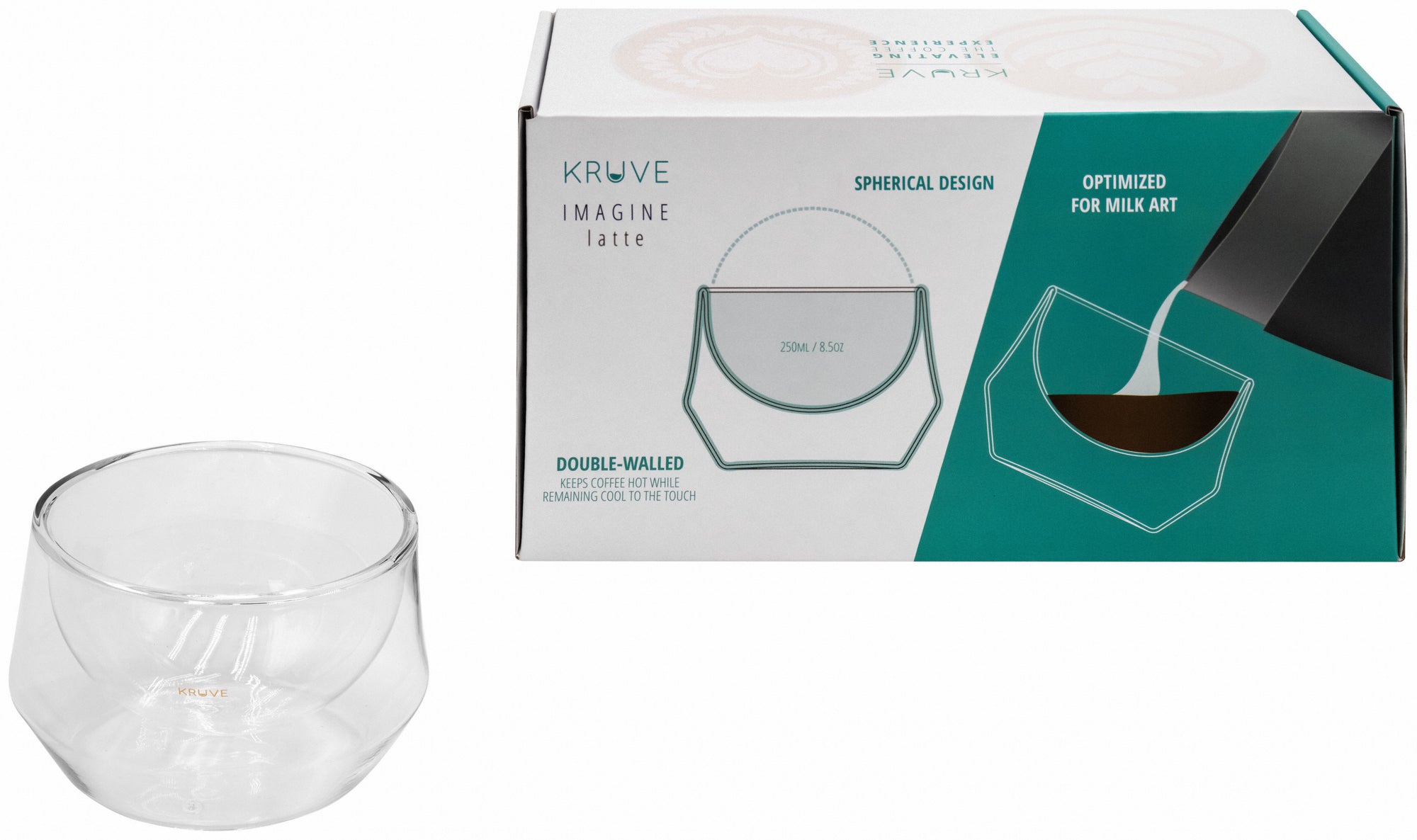 KRUVE IMAGINE Milk Drink Glass, Hand Made, Double-wall, Set of  Two (10oz/300ml Latte Plus): Mixed Drinkware Sets