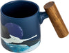 Asso Blue Porcelain Mug w/ Wooden Handle - 450 ml