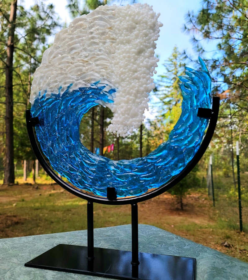 blown glass art with cremation ashes