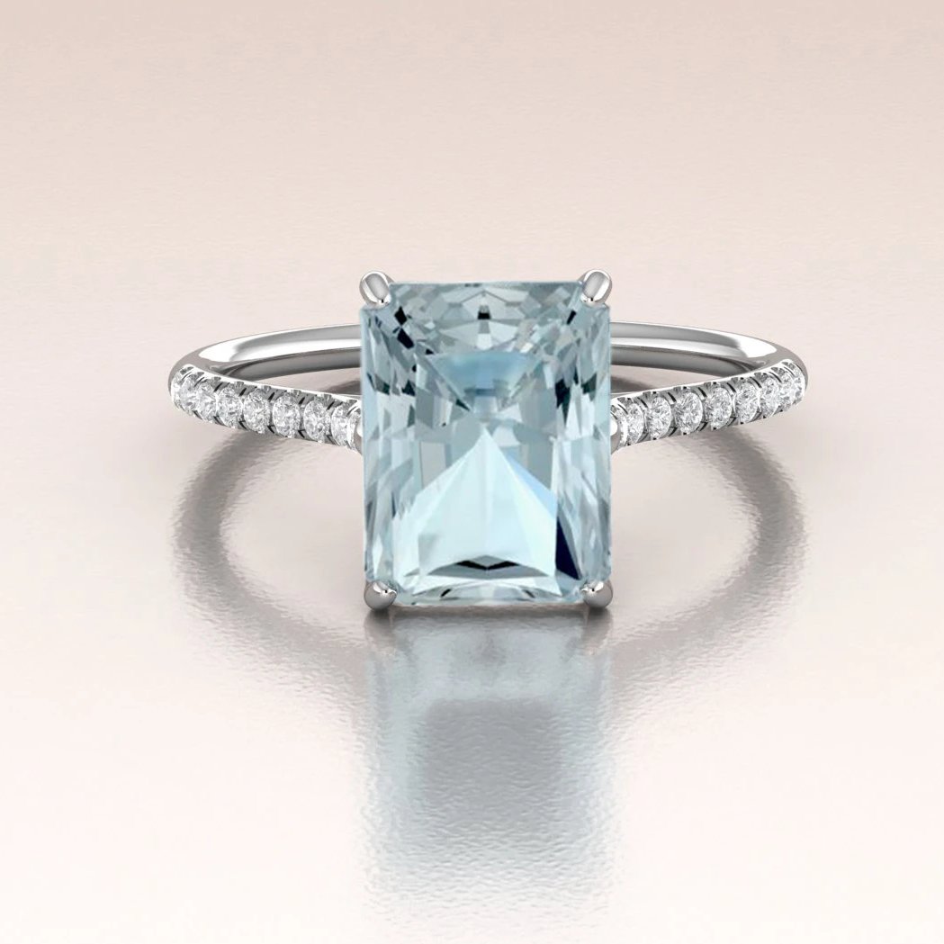 aquamarine engagement ring set