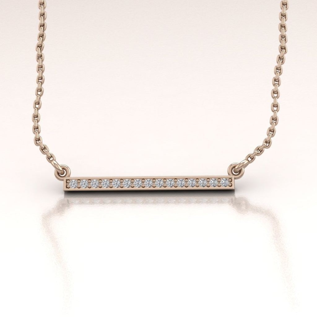 Diamond Bar Necklace in 14k White Gold