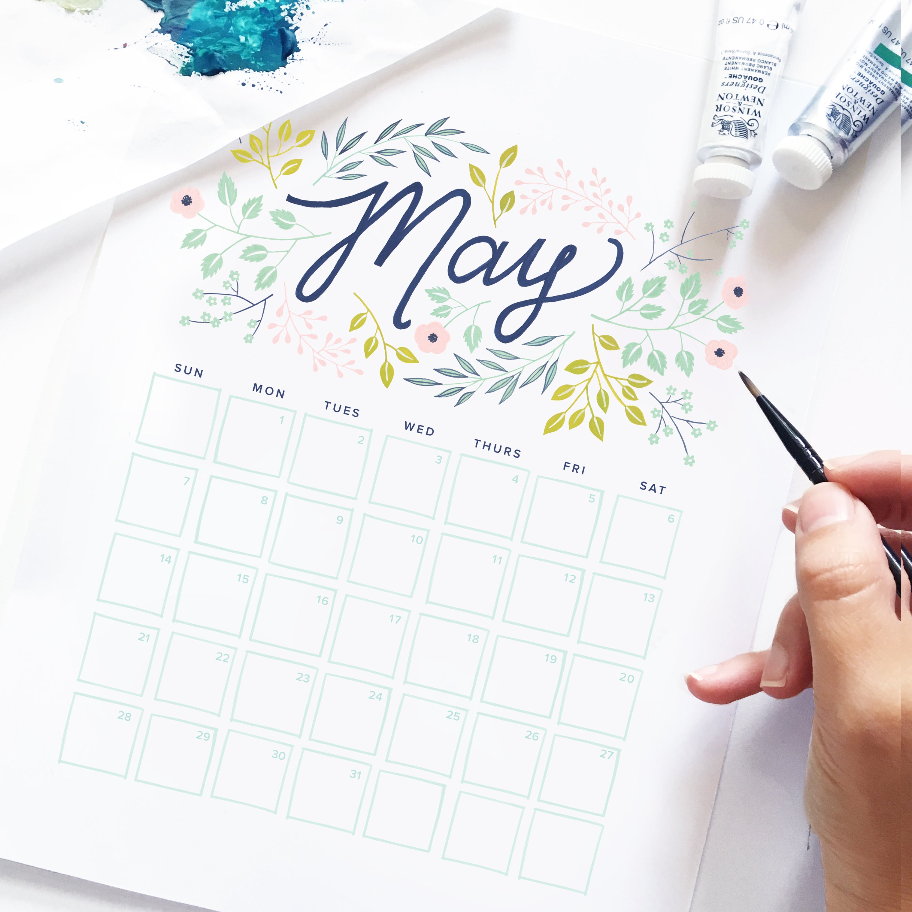 May 2017 Calendar Printable Archer and Olive