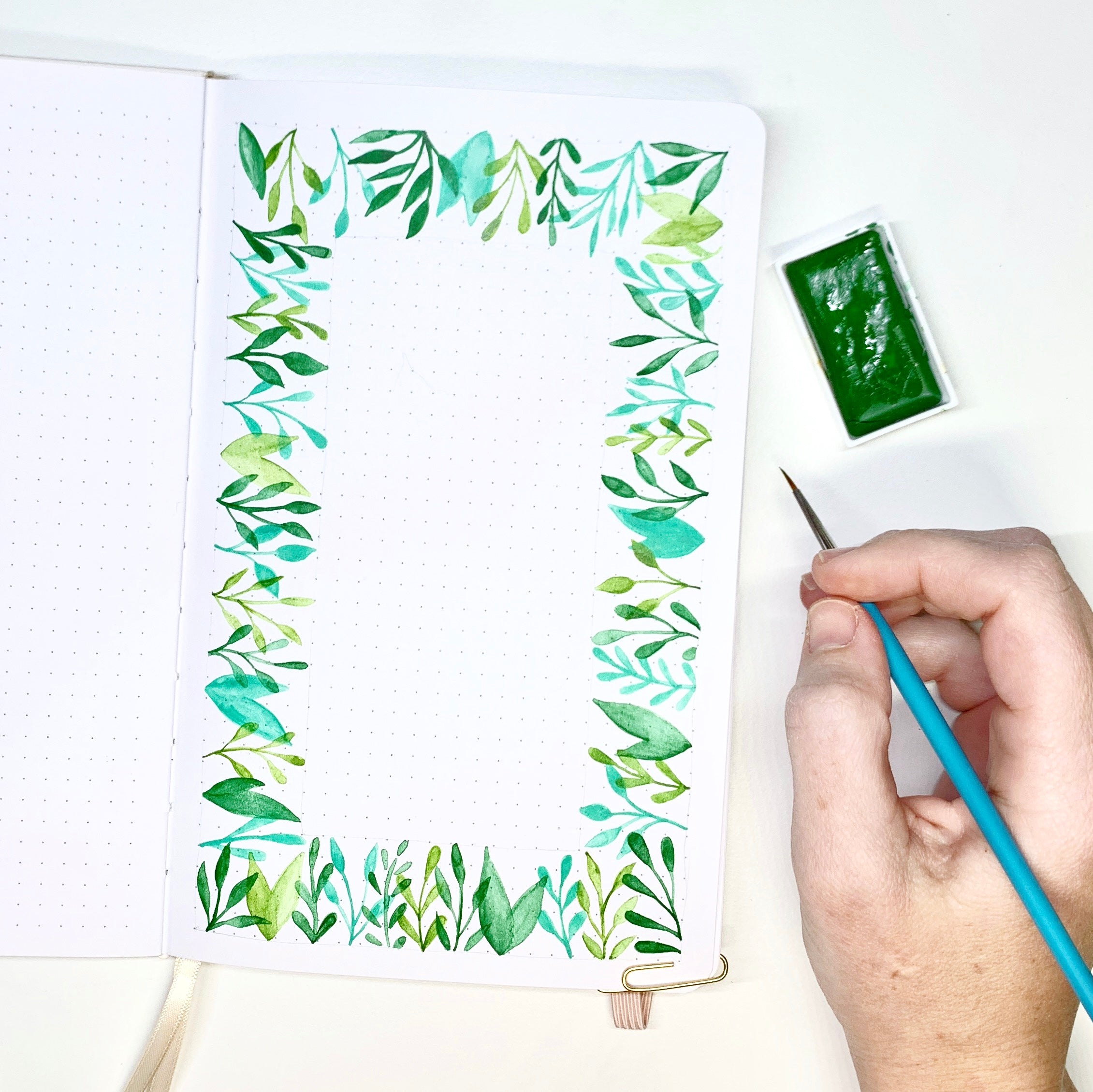 Create a mixed media leaf border