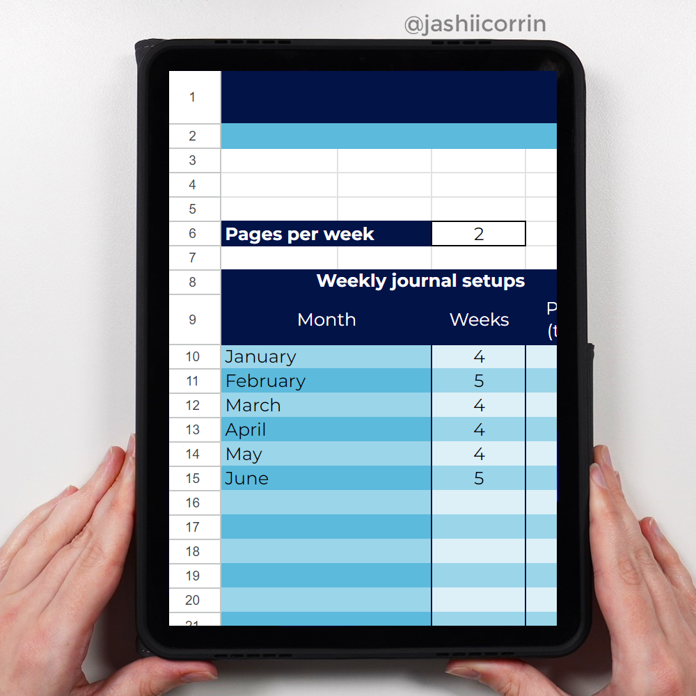 New journal calculator on an iPad populated with