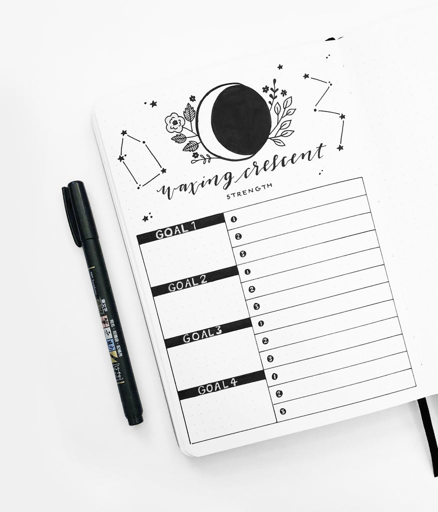 Celestial Self Care Bullet Journal Printable Kit Moon Tracker