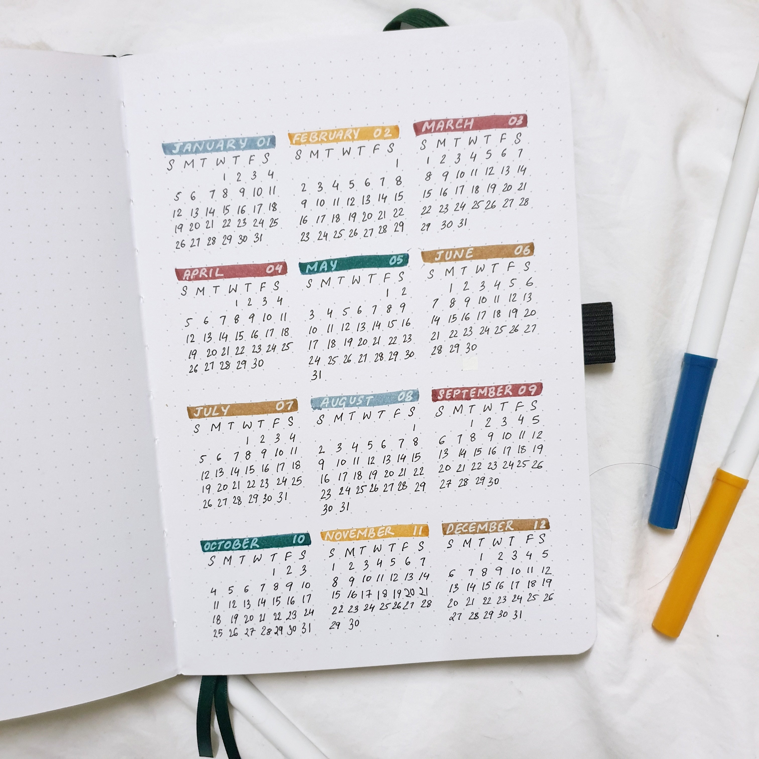 Bullet Journal 2020 Calendar Printable