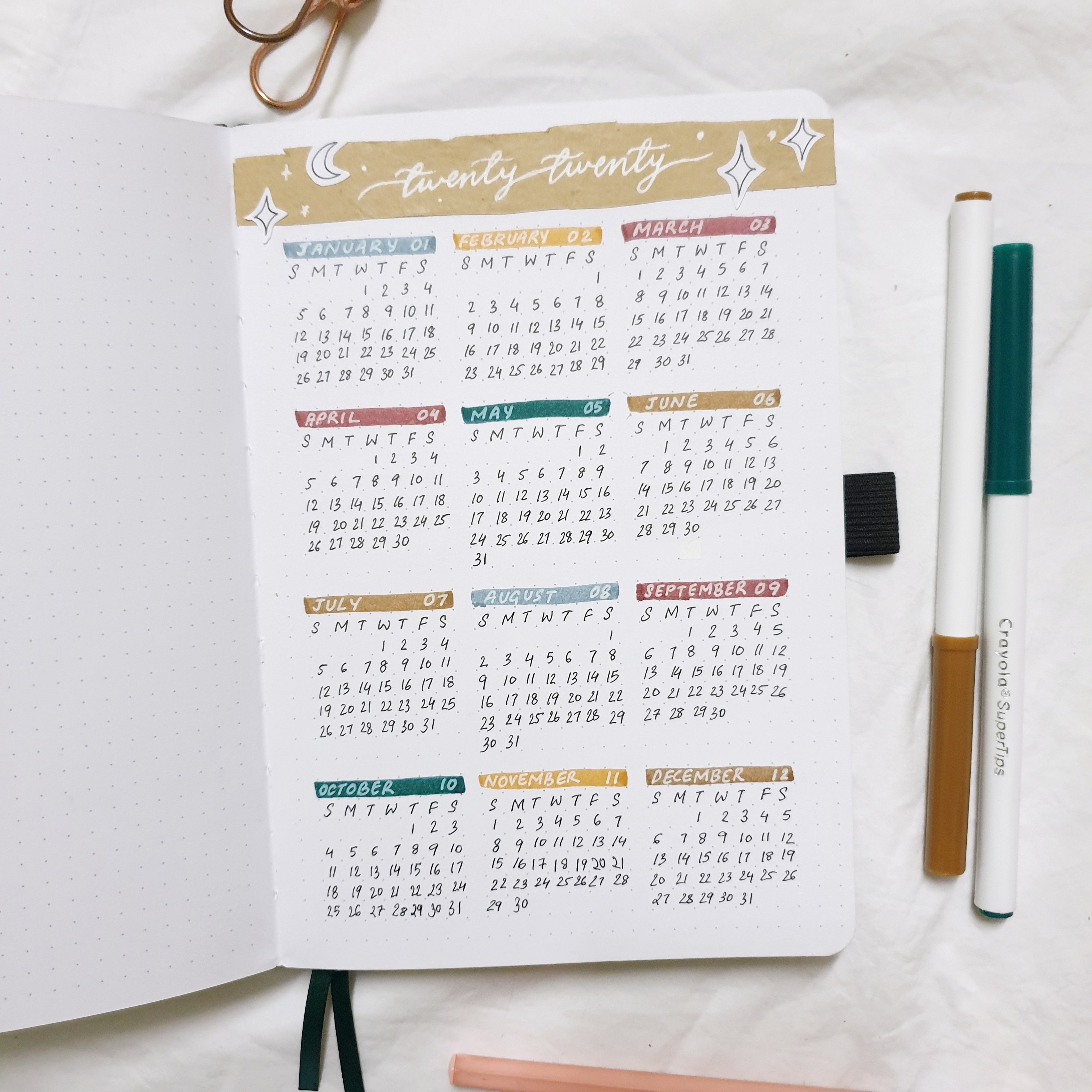 How To: Yearly Calendar In Your Bullet Journal   Printable Archer