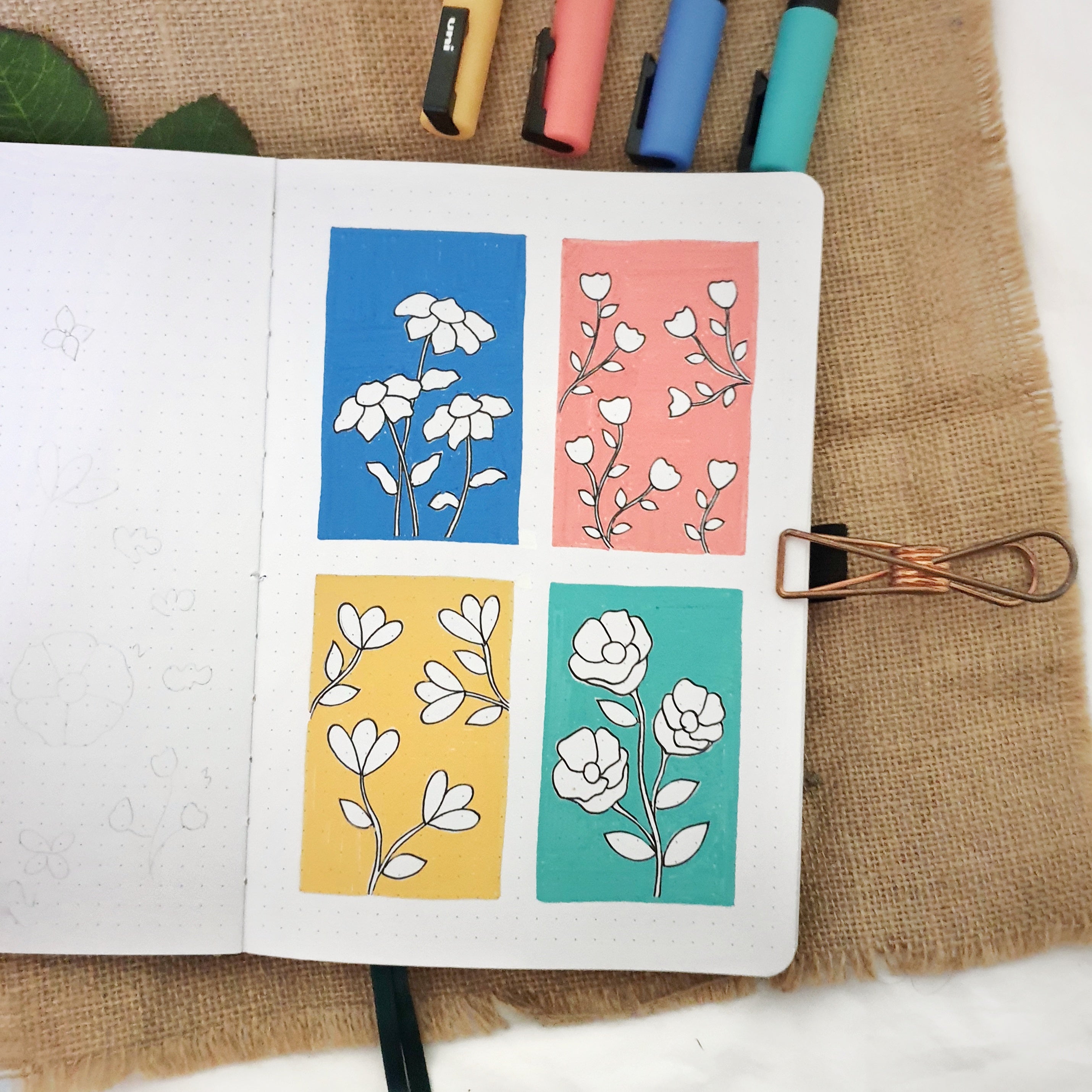 Color Block Floral Illustration