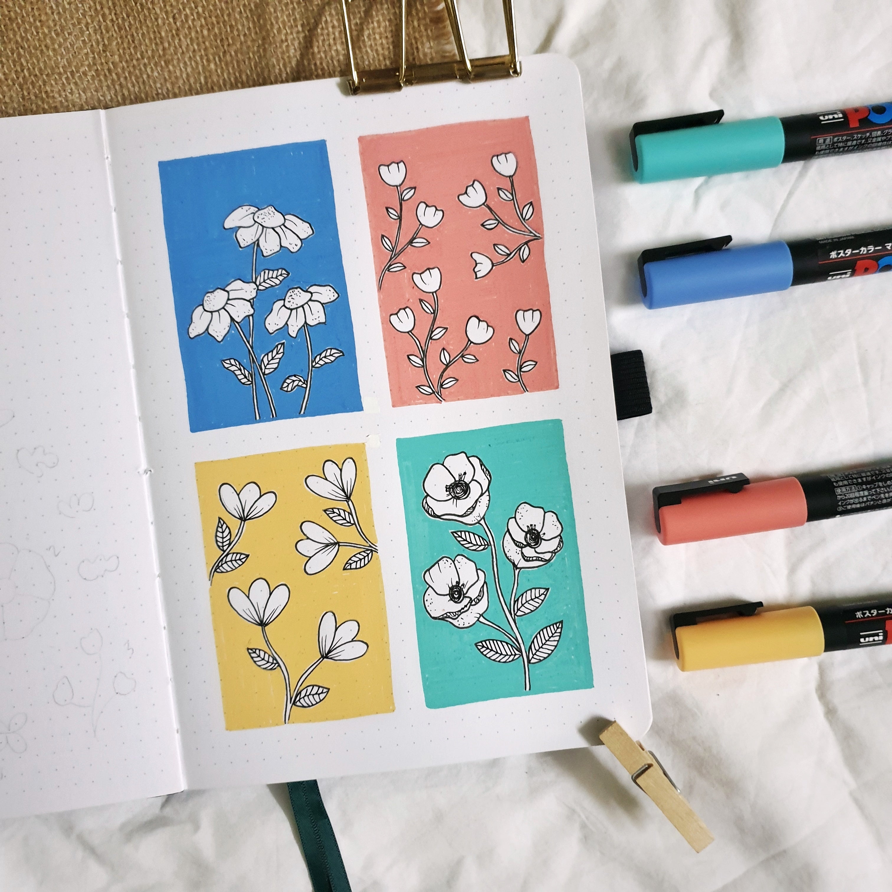 Color Block Floral Illustration