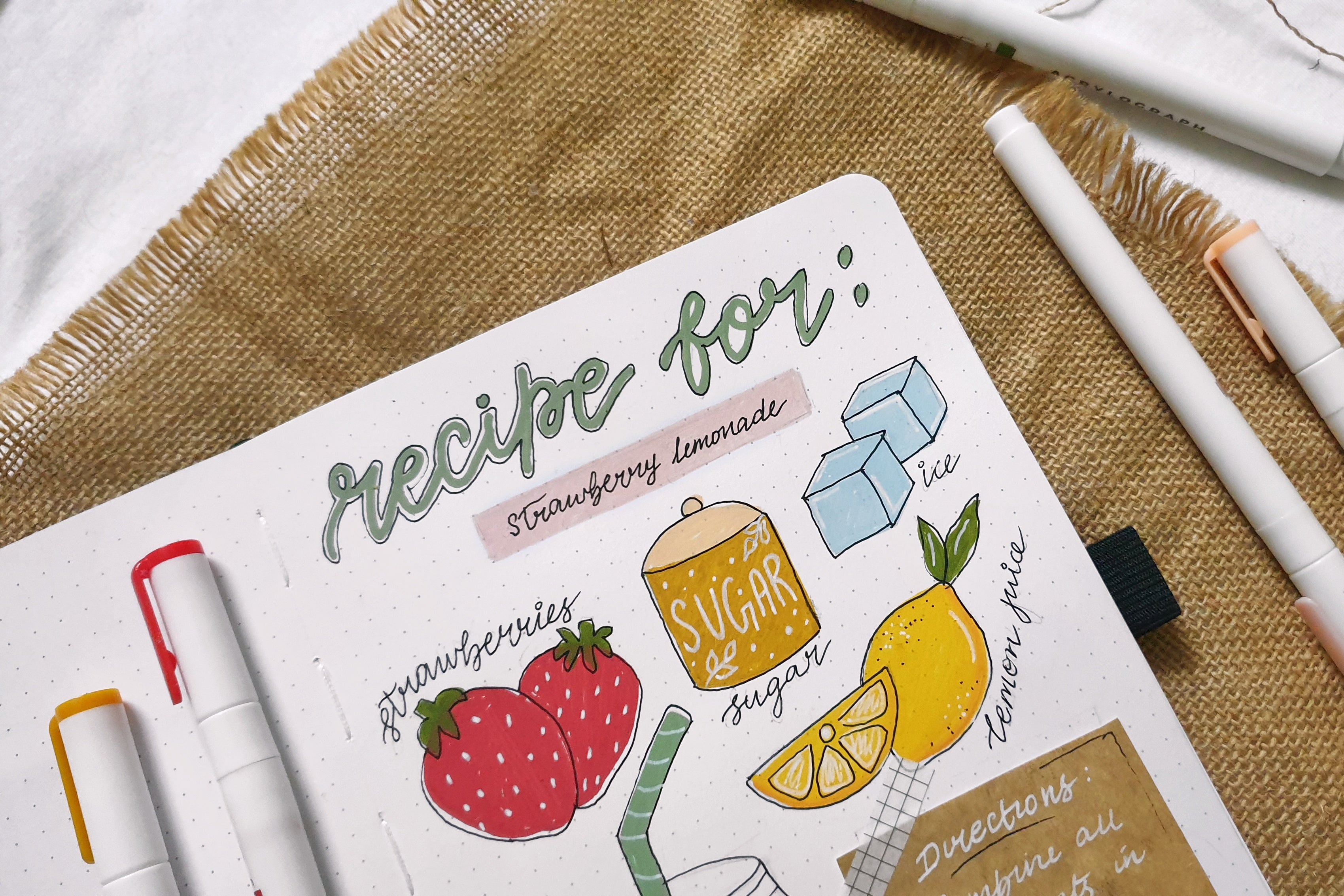 Recipe Illustration In Your Bullet Journal Using Acrylograph Pens