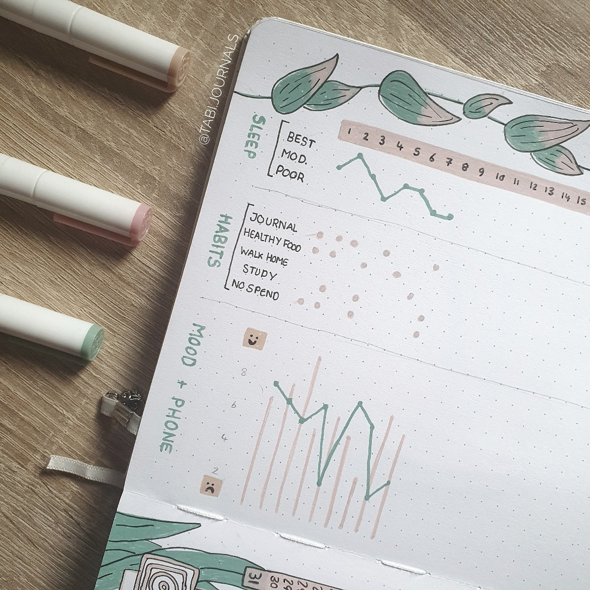 house plant tracker with checklists and line graphs