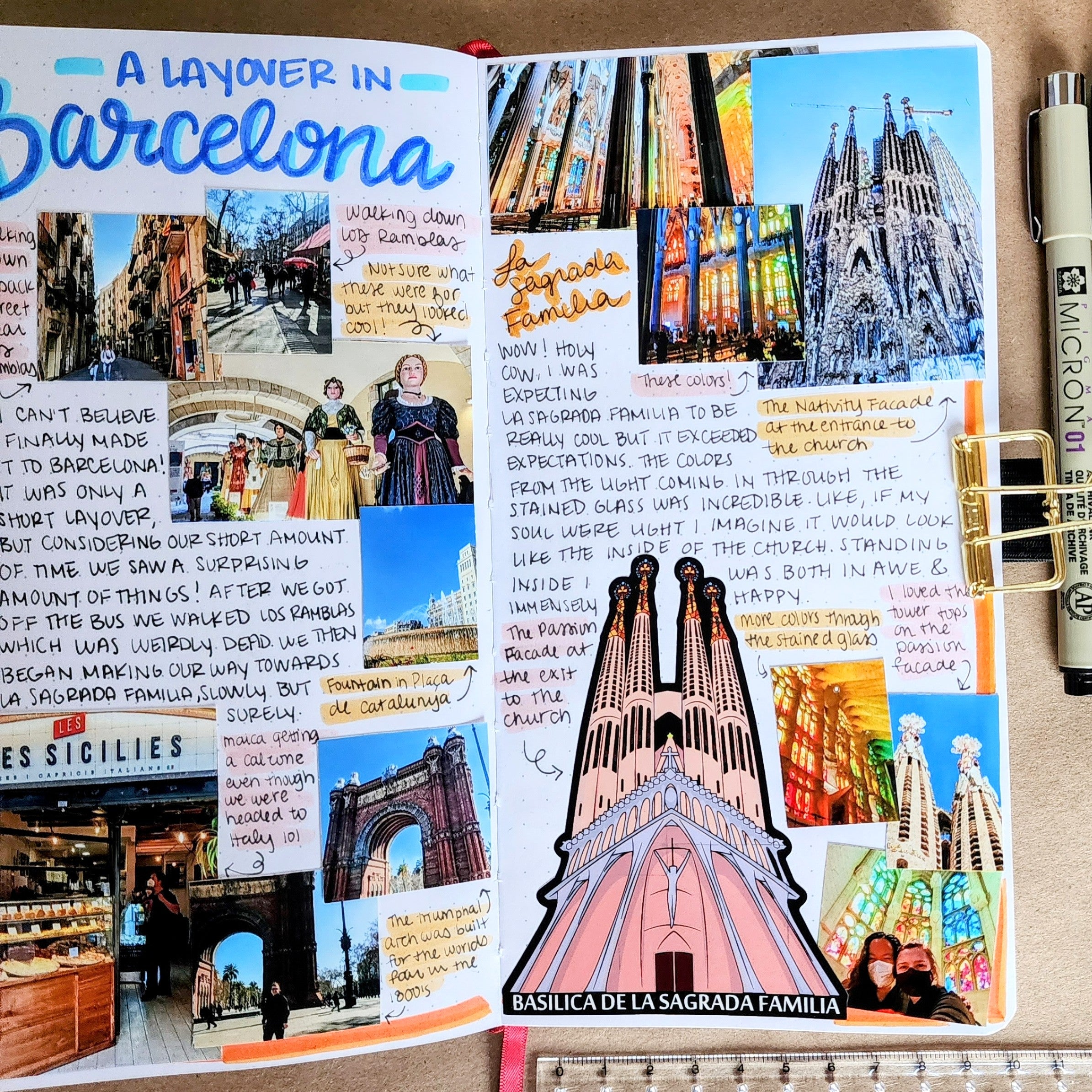 Use travel stickers you collect as part of your spreads