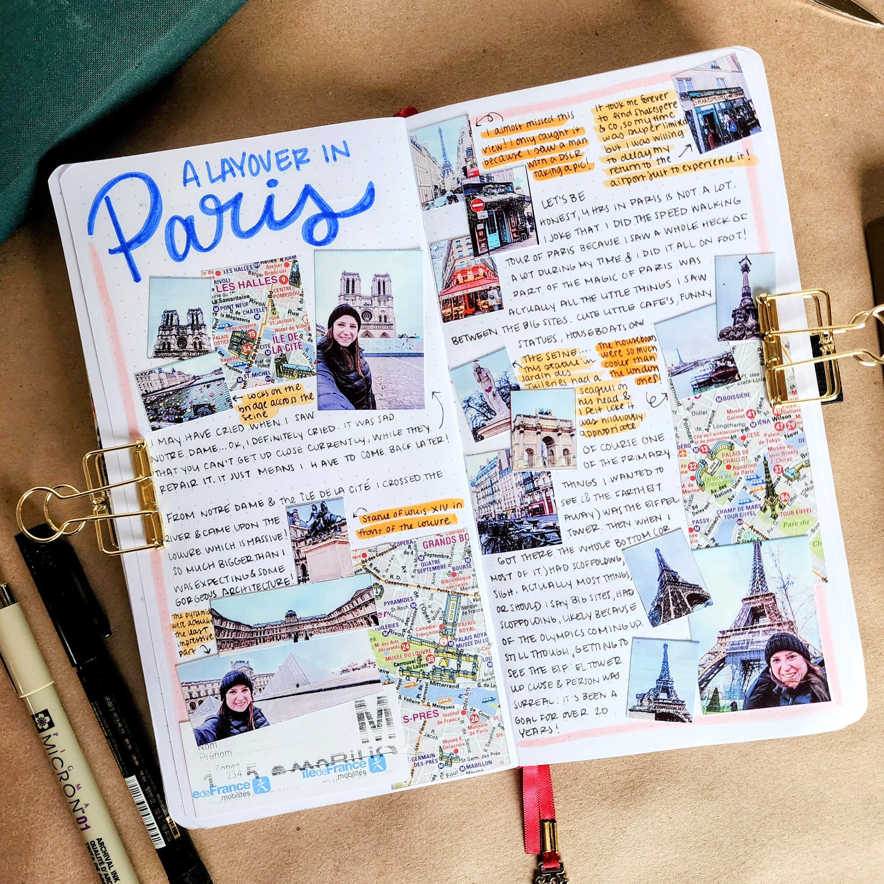 Include maps in your travel journal spreads