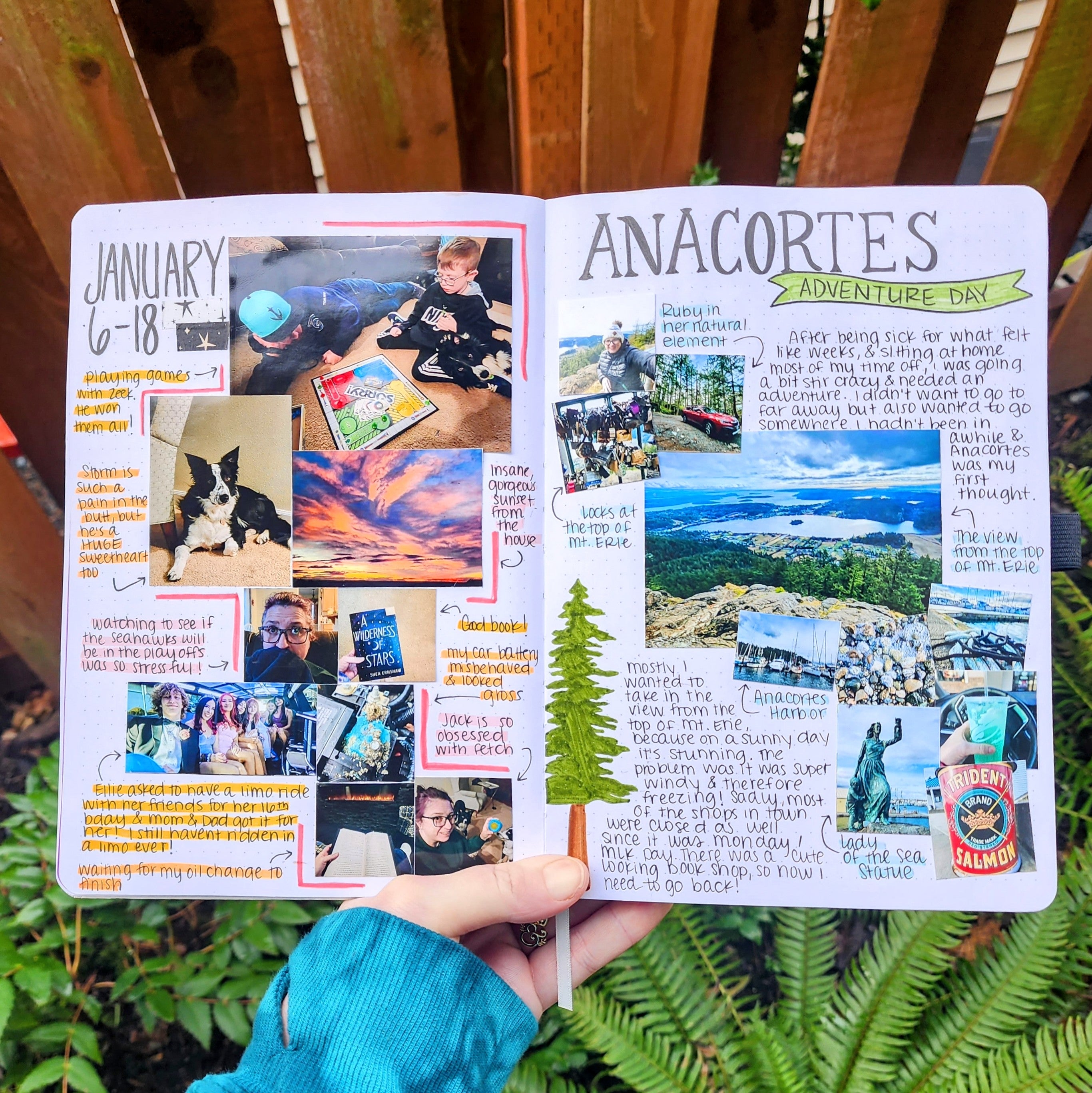 Documenting special events in a bullet journal using photos