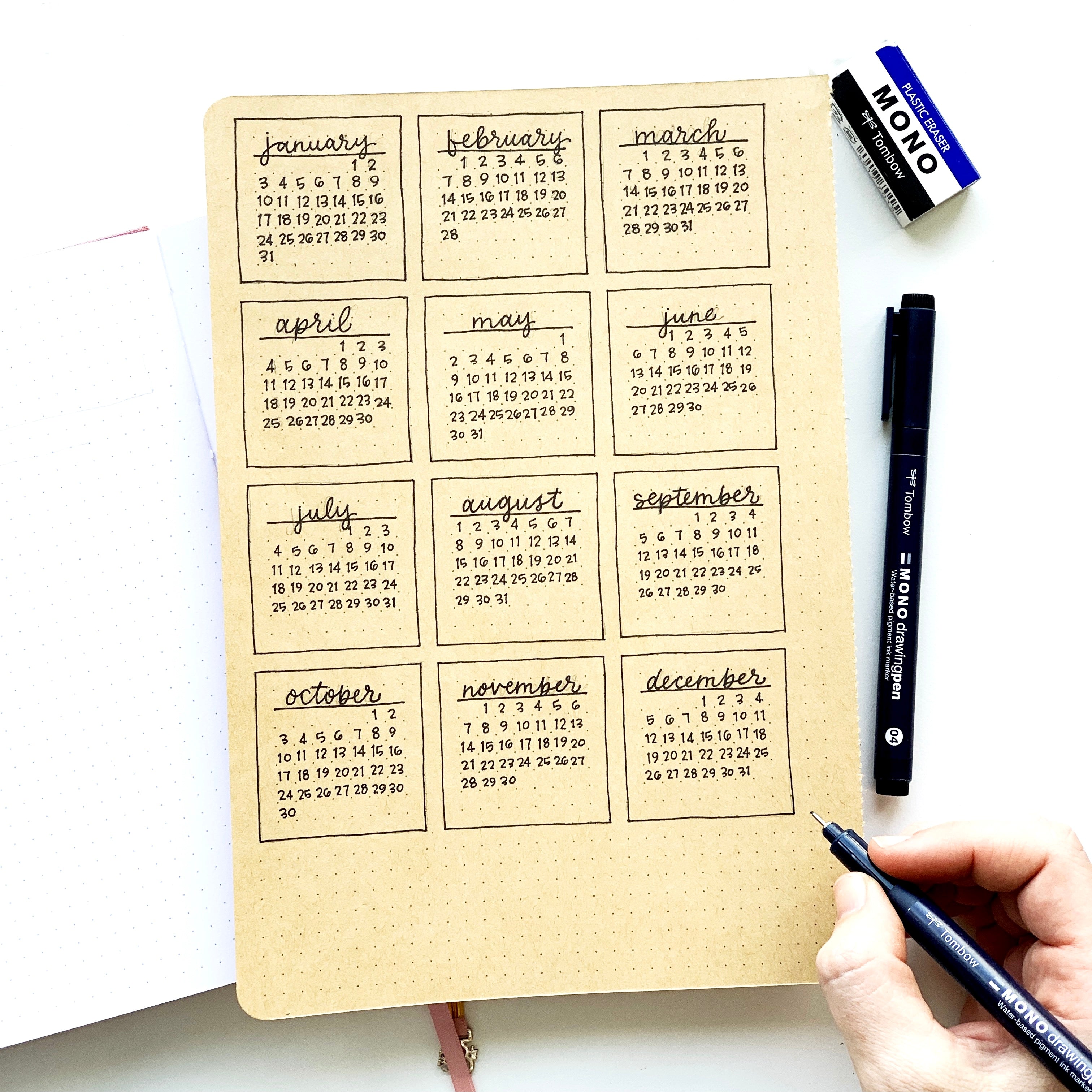 Archer and Olive Plan With Me: March Dot Grid Journal Spread 