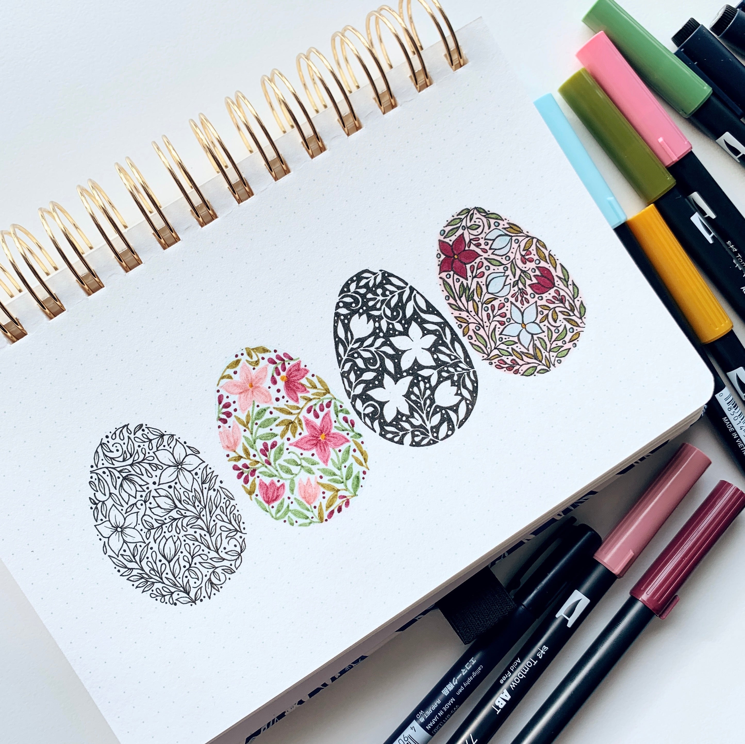 Learn four ways to decorate an Easter egg in your notebook with Adrienne from @studio80design!